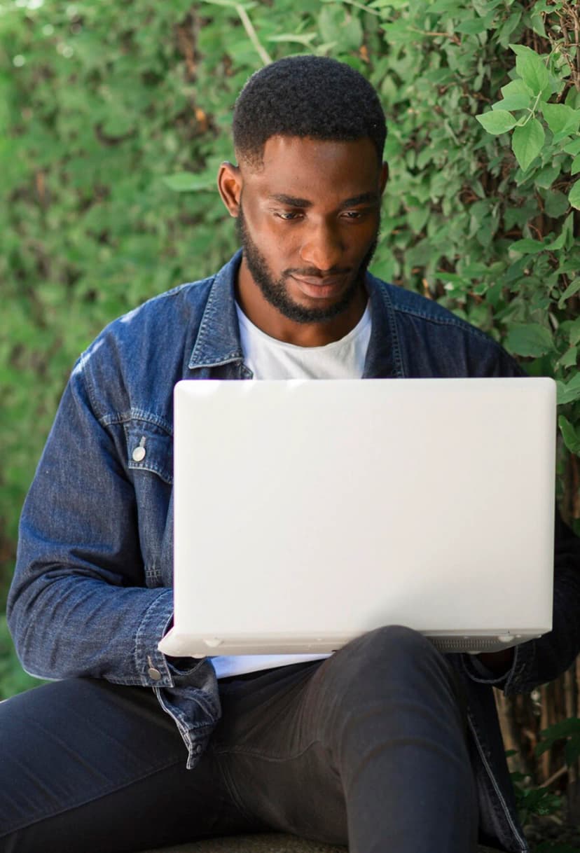 a man sitting and operating a computer